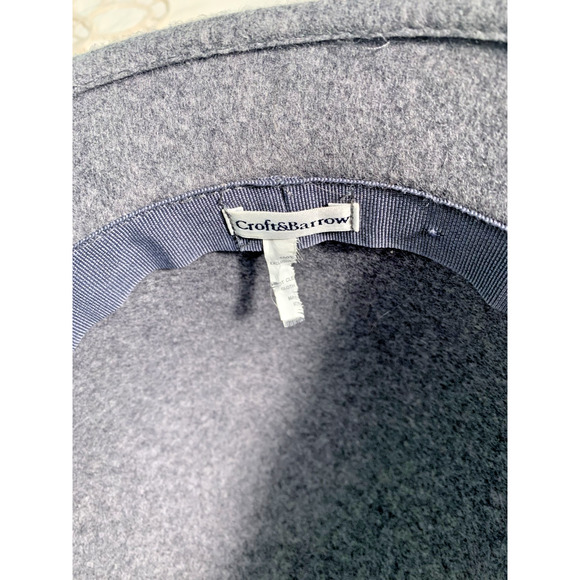 Croft and Barrow Bucket Hat Gray 100% Wool Felt Cloche Hat Black Bow Accent 20's - Picture 2 of 4